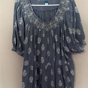 Women's Blue Feather Print Dress